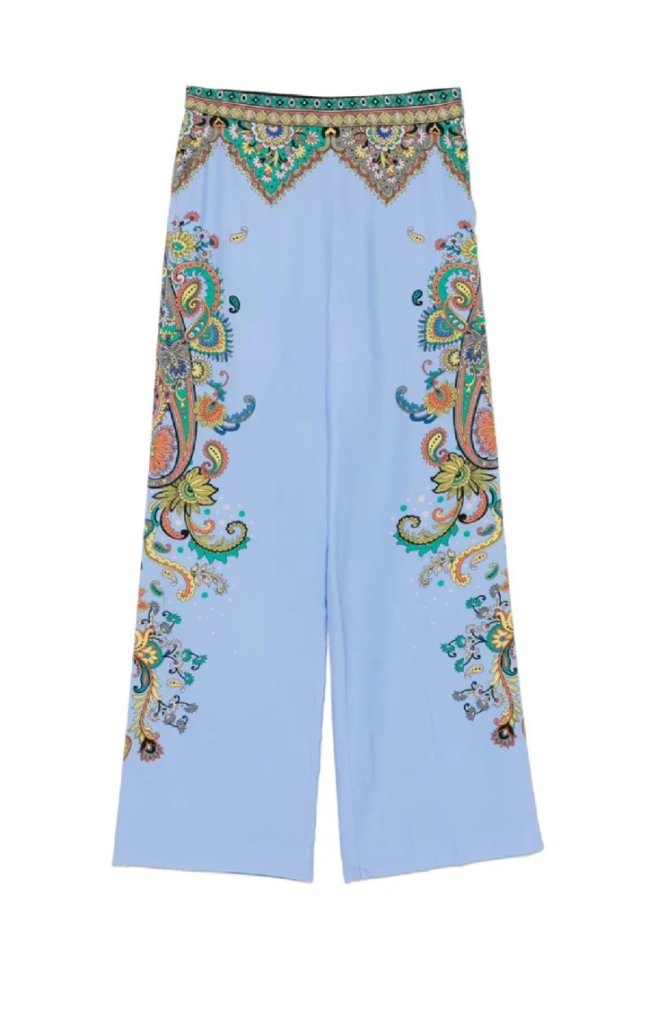 Wide-Leg Trousers With Paisley Patterns