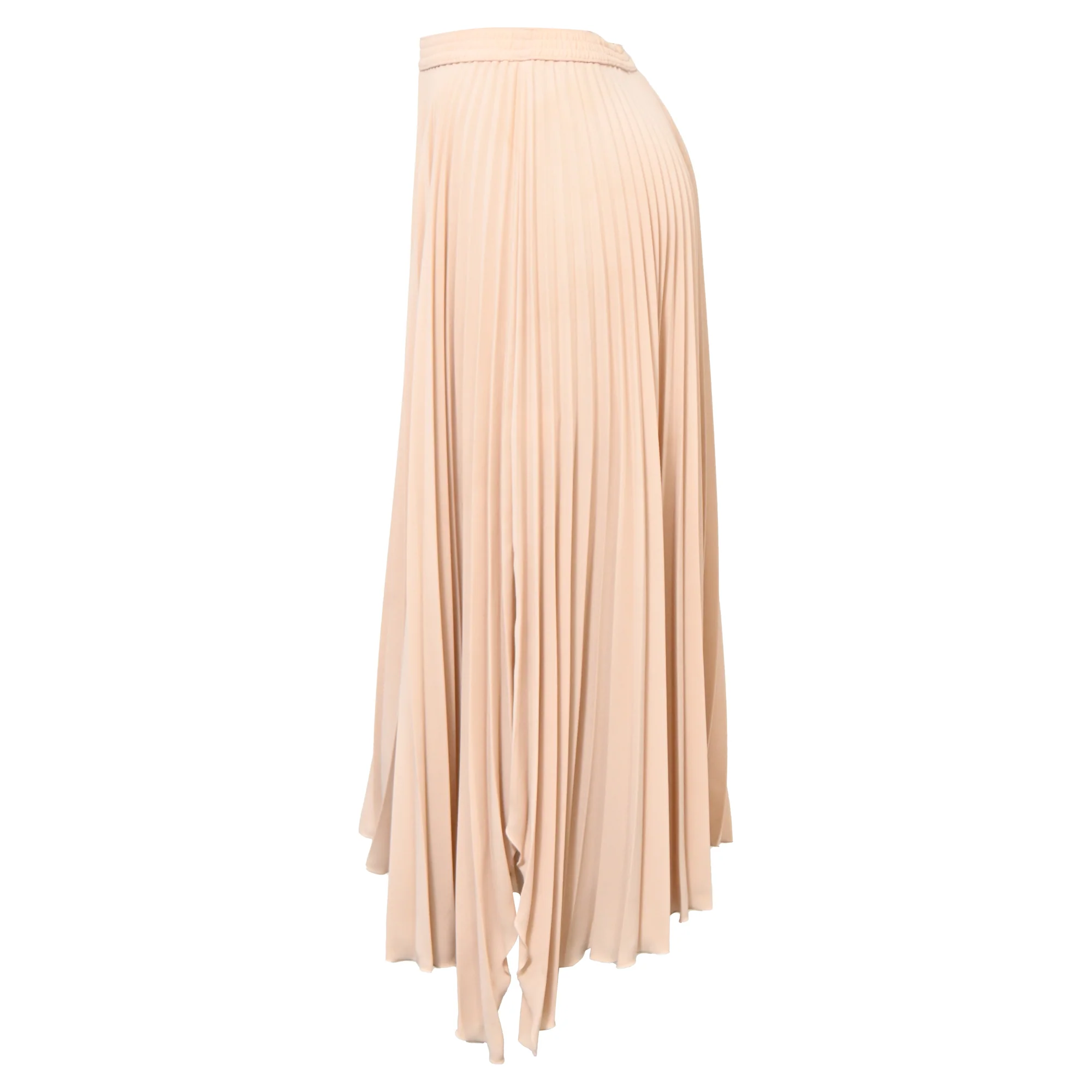 Theory Pleated Midi Skirt in Nude Viscose
