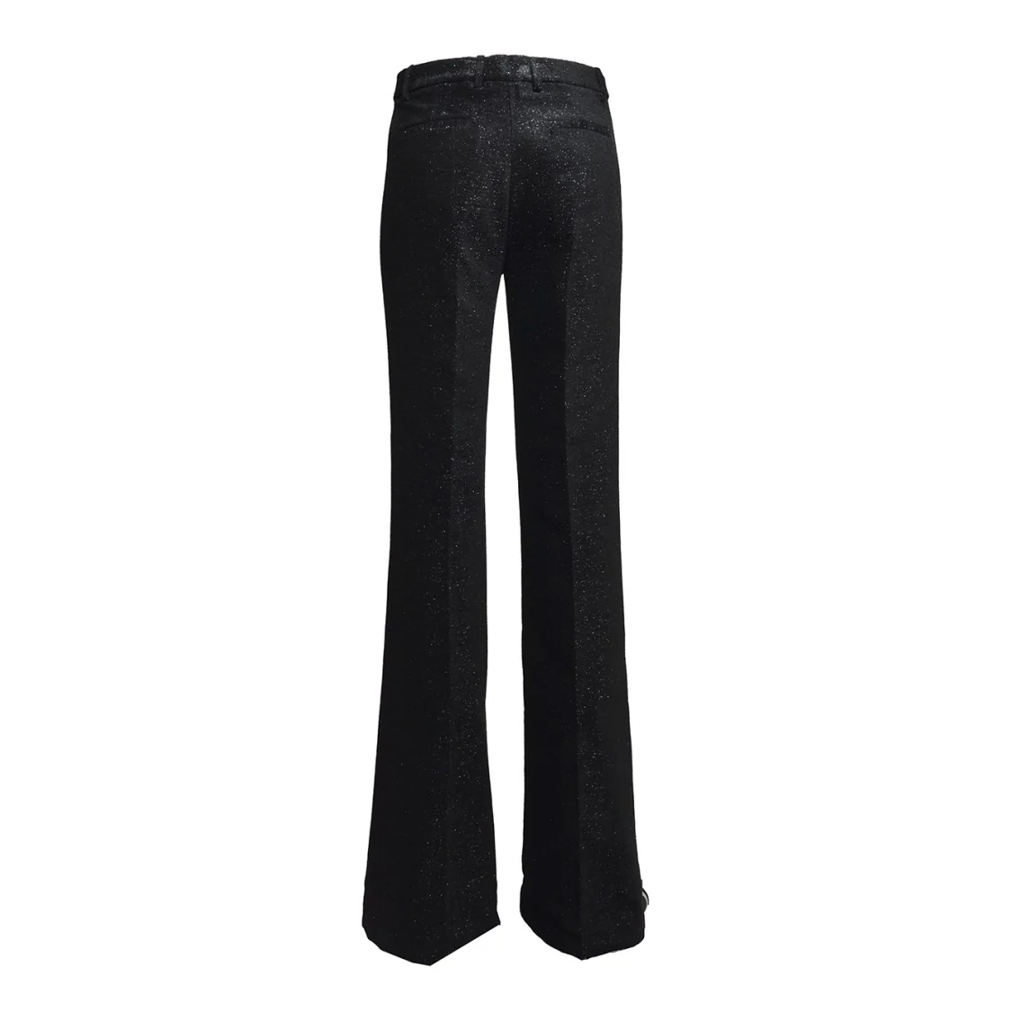Black Viscose Flared Trousers With Lamé Thread