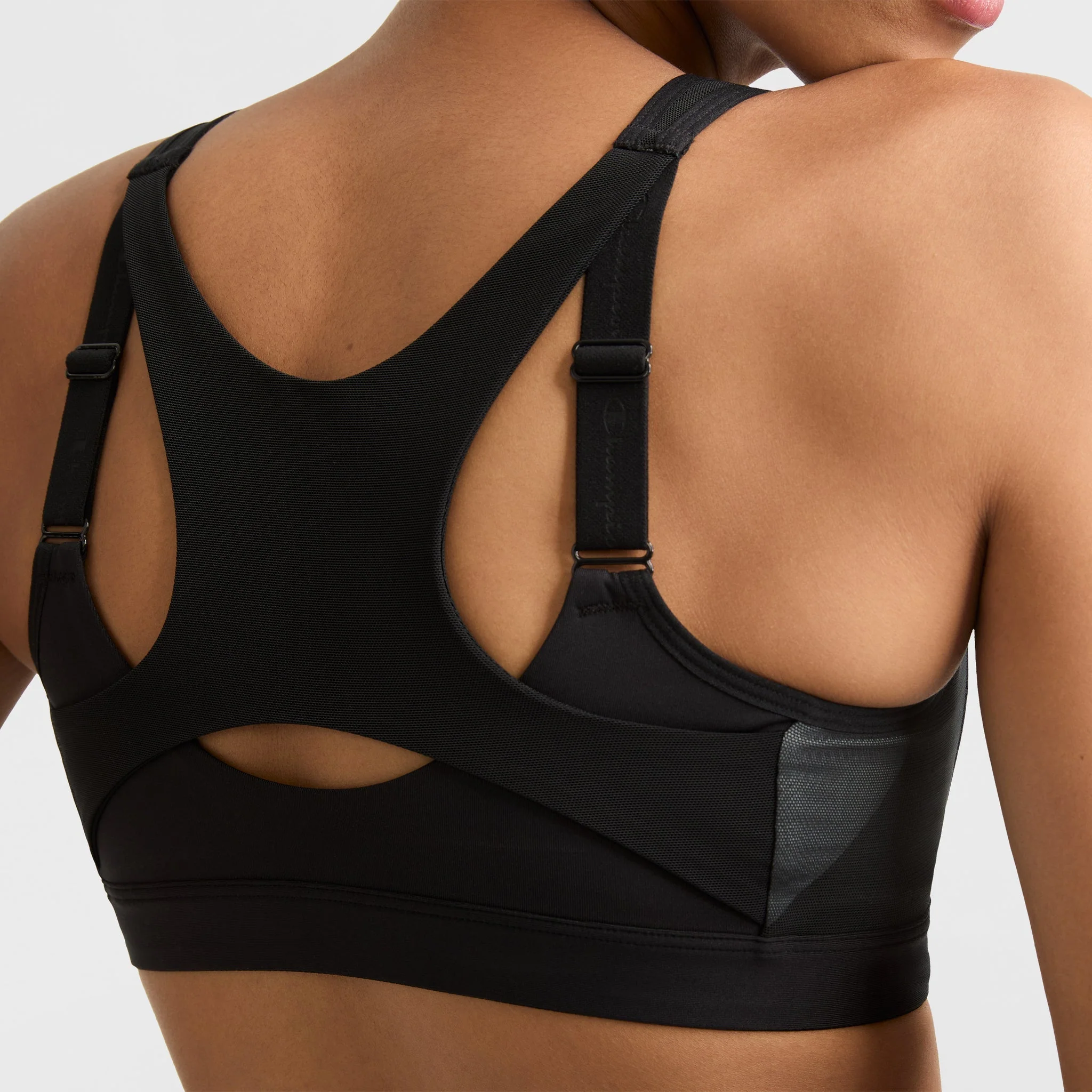Motion Control Zip Sports Bra, Wirefree, Script Logo