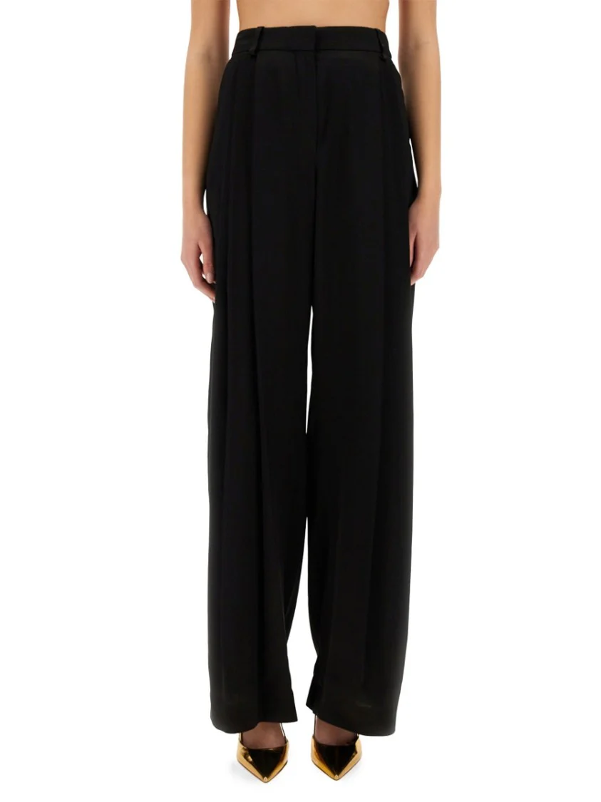 Wide-Leg Pants With Pleat Detail