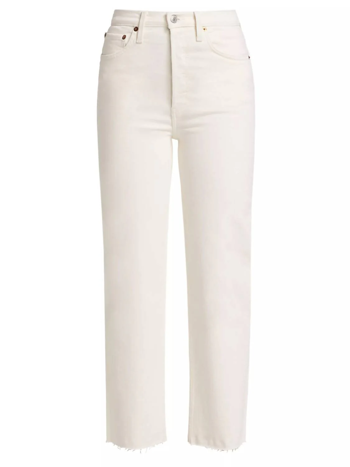 70S High Rise Stove Pipe Jeans In Vintage White