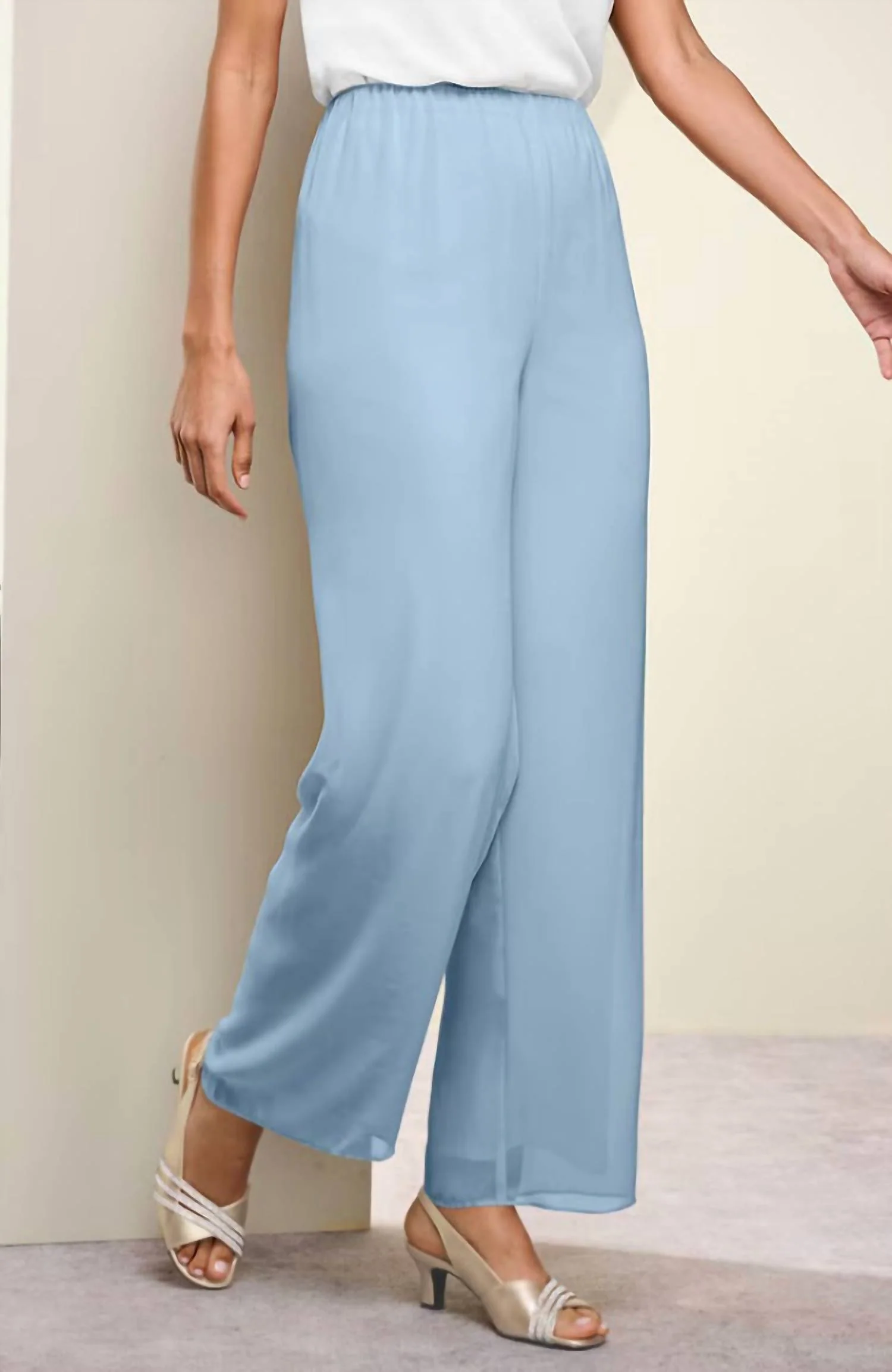Chiffon Pants In Sky Blue