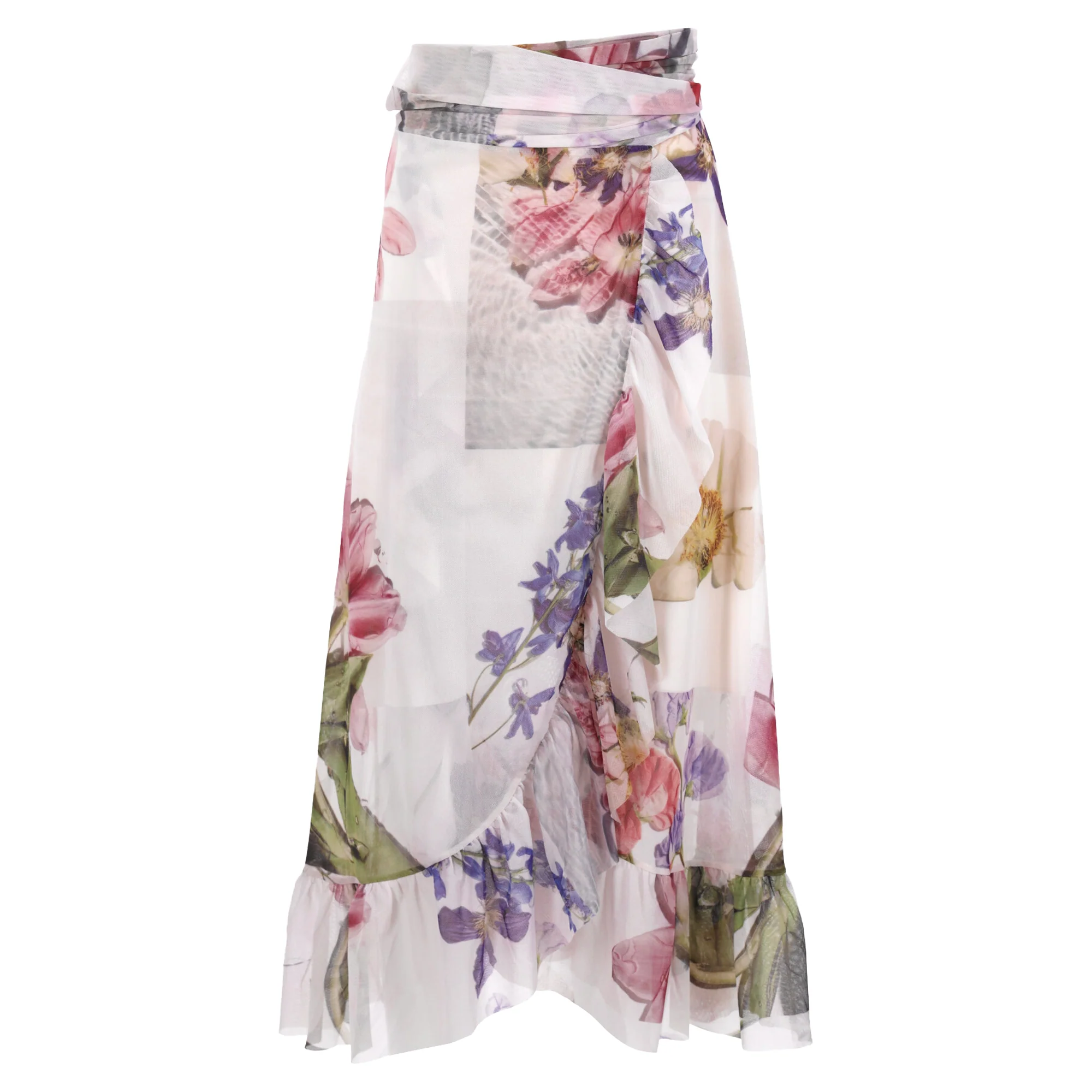 Ganni Wrap Skirt in Floral Print Polyamide