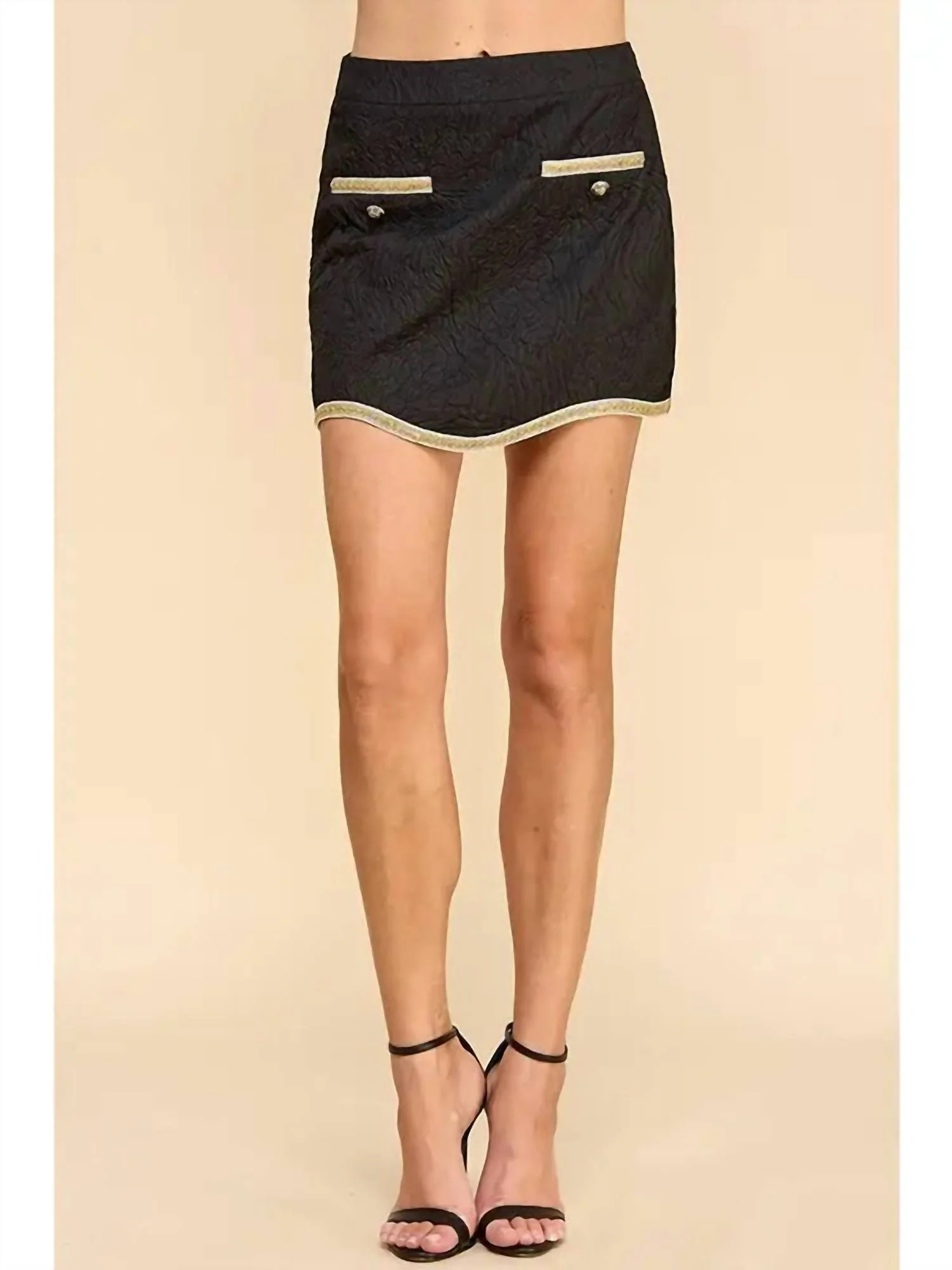 Trim High Waisted Skirt In Black