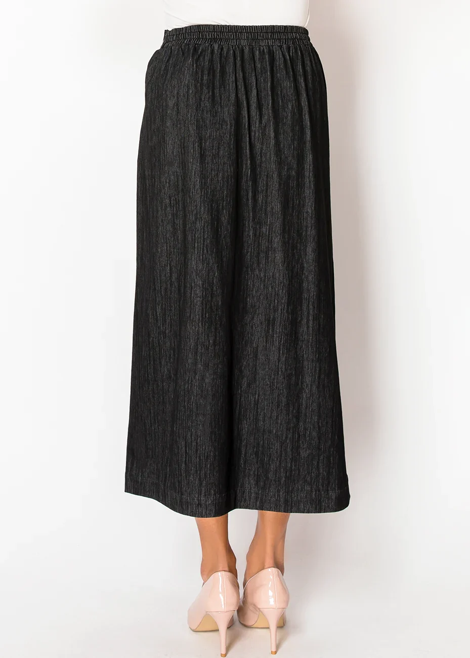 Black Denim Midi Skirt
