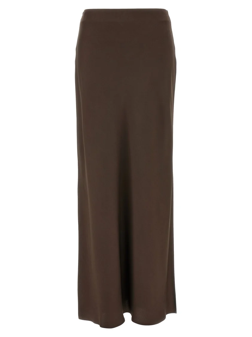 Brown Maxi Skirt With Side Slits