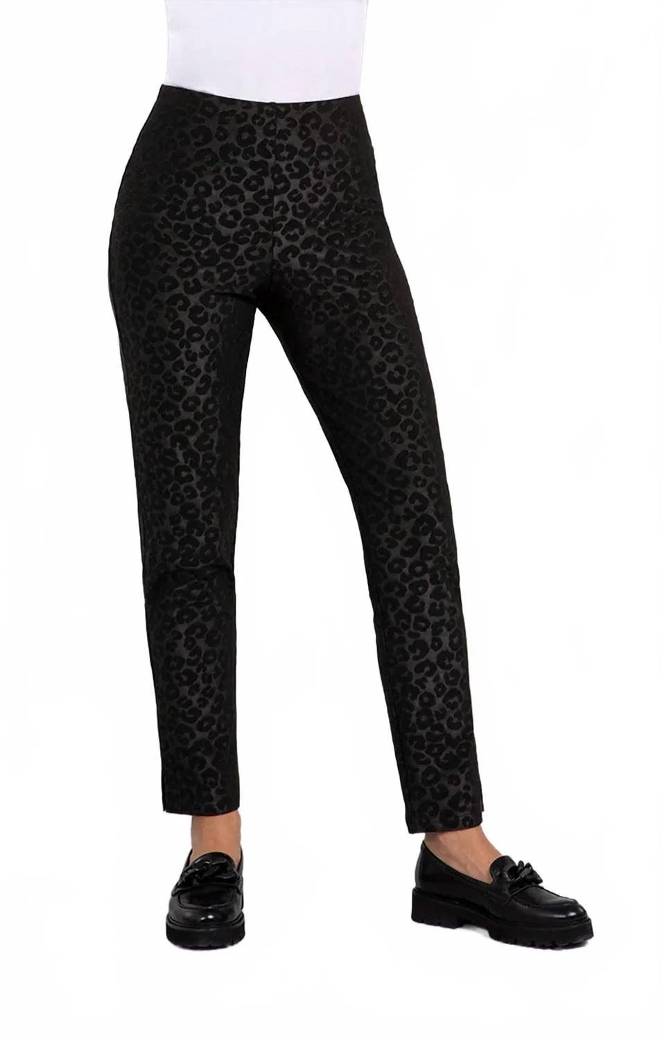 Narrow Midi Pant In Black Animal