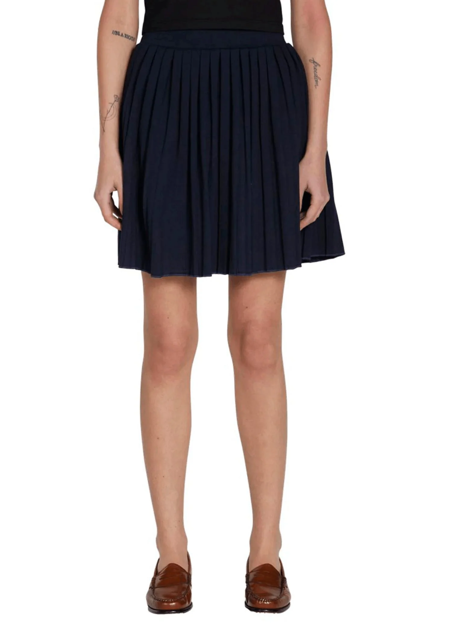 Paulina Box Pleat Tennis Skirt In Navy