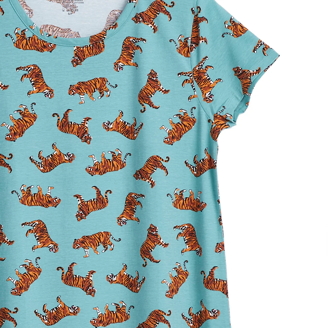 Outlet Cotton Blend Short-Sleeved Night Dress