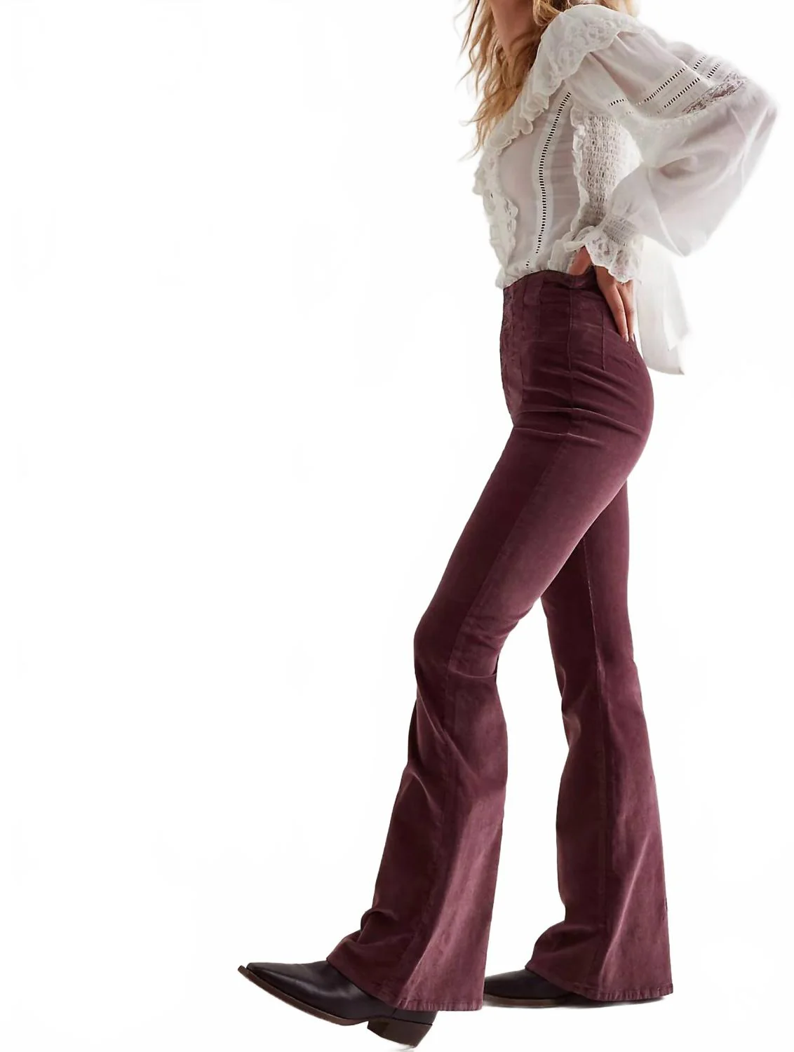 Jayde Cord Flare Jeans In Chocolate Truffle