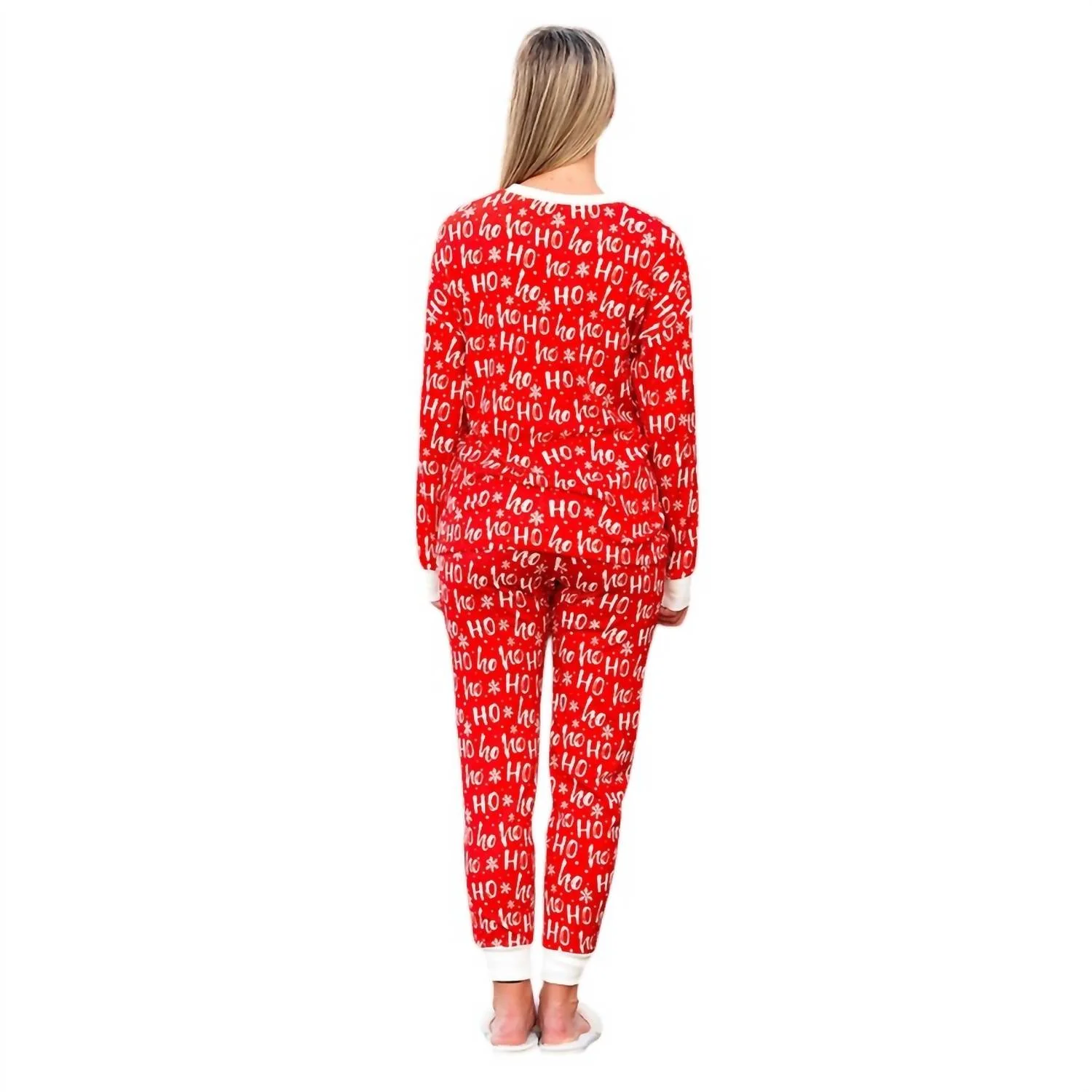 Ho Ho Ho Pajama Set In Red