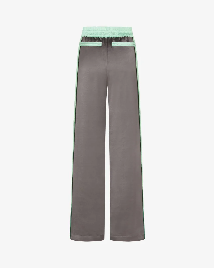 Satin Relaxed Jogger With Zip Pockets - Charcoal