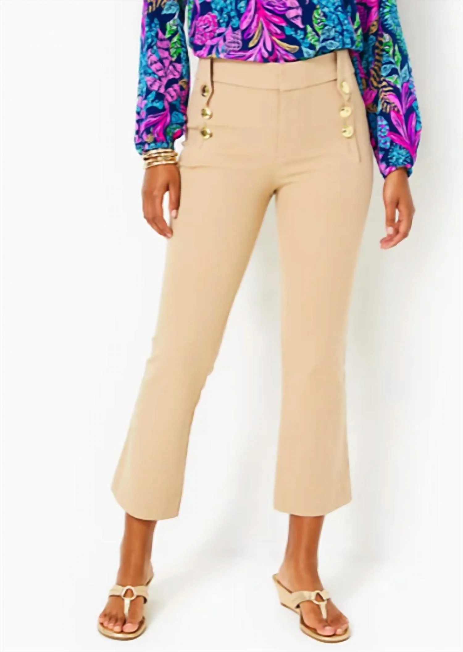 37 Parrish Bi-Stretch Crop Flare Pant In Evening Sand