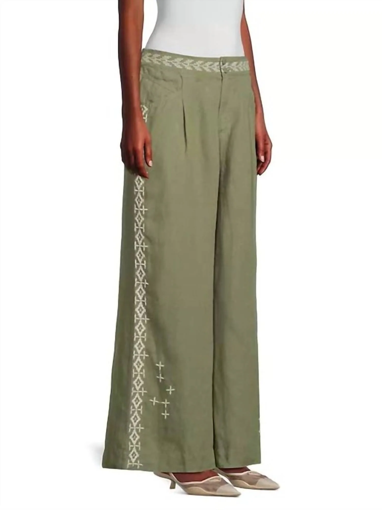 Wide Leg Pleat Pant Catia In Tortoise