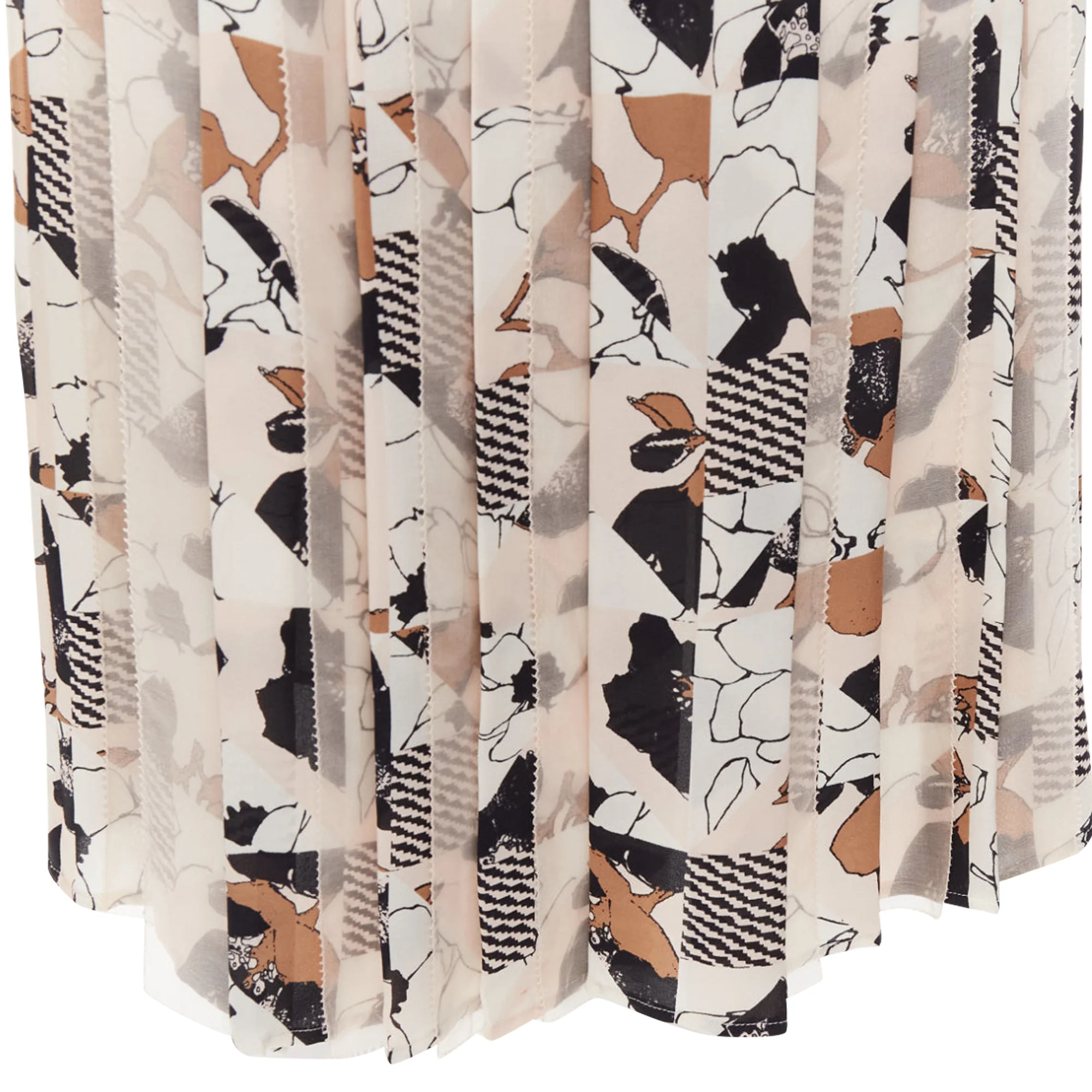 Oscar De La Renta Geometric Floral Print Pleated Skirt