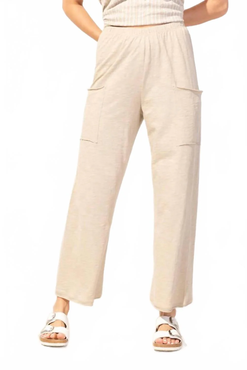 Women's Peruvian Cotton Slub Knit Everyday Pant In Khaki