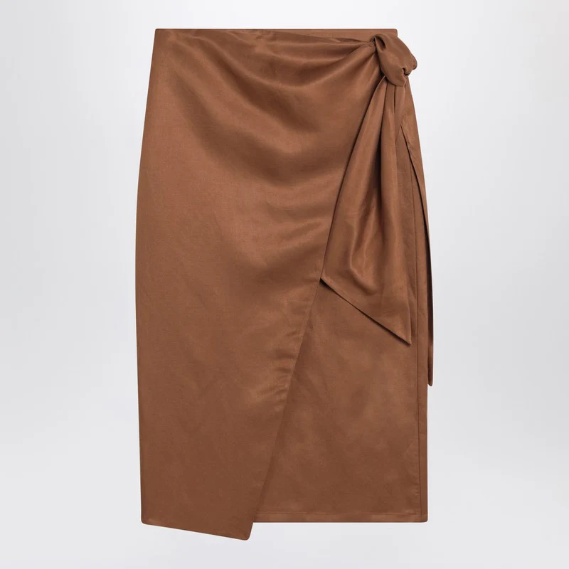 Max Mara Women's Skirt In Linen And Silk Twill