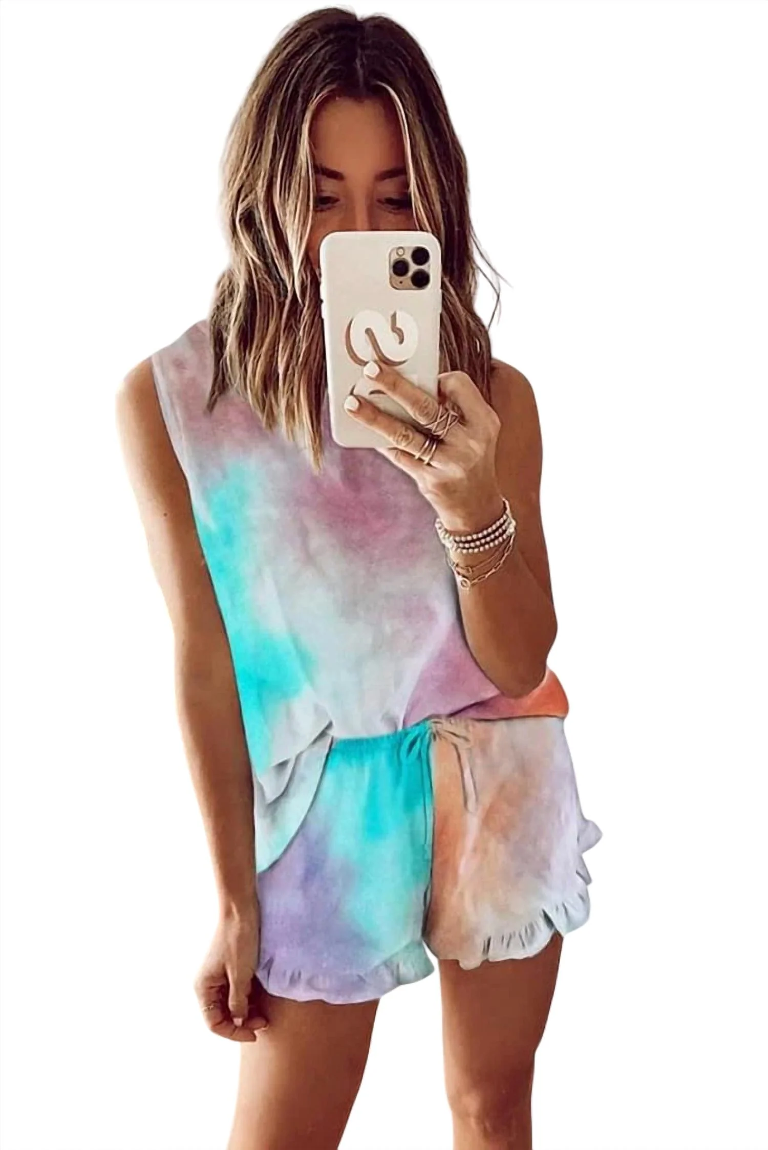 Vered Loungewear Shorts Set In Watercolor