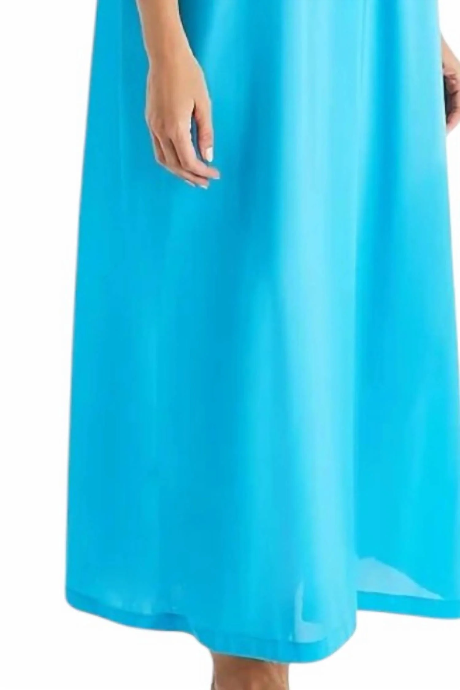 Rosebud Long Cap Sleeve Nightgown In Turquoise