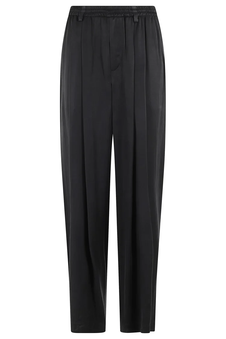 Wide-Leg Trousers With Logo Drawstring And Pleats