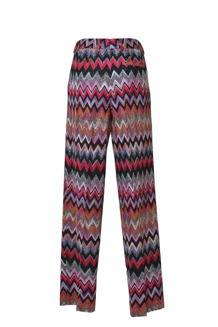 Zig Zag Pattern Lurex Knit Pants