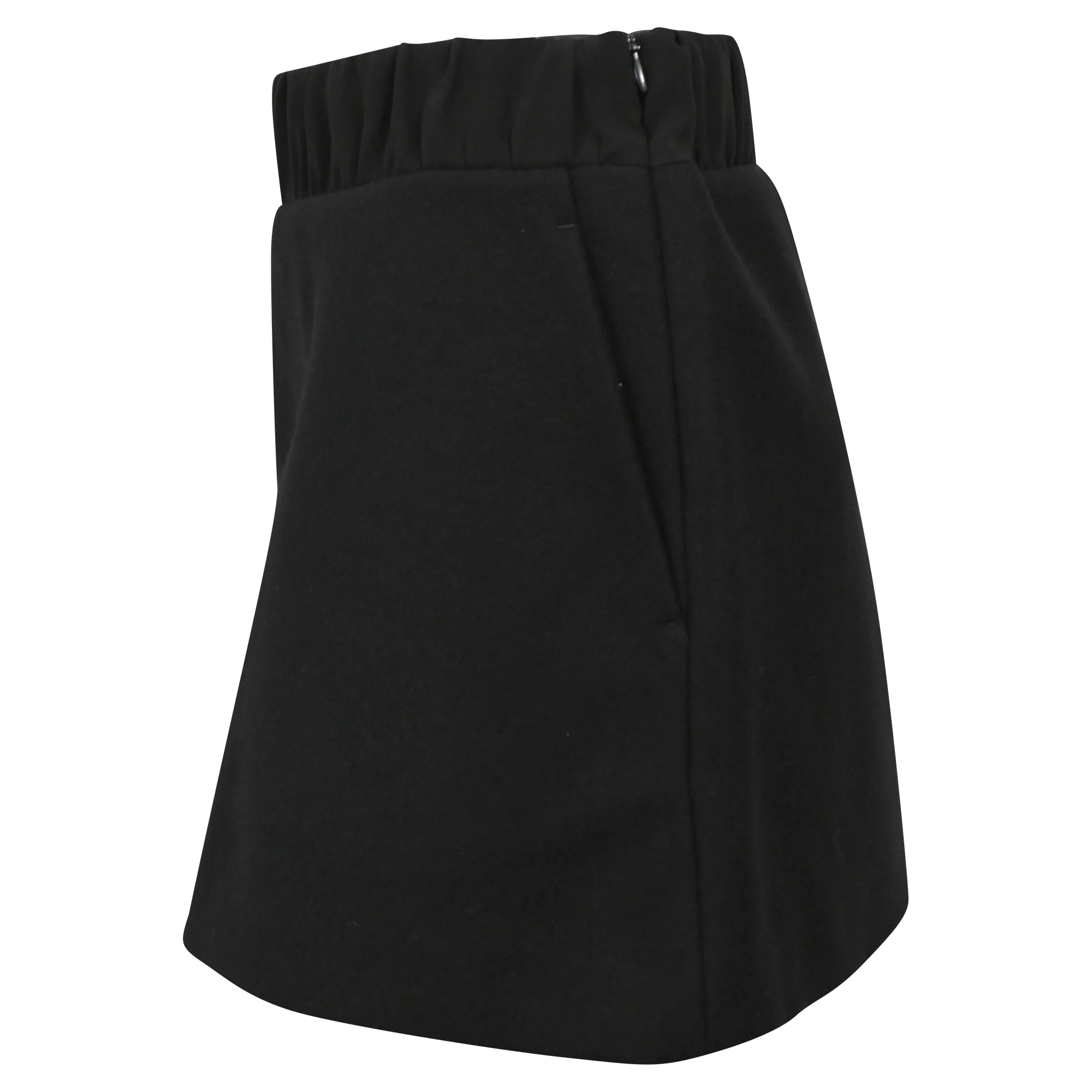 Neil Barrett Mini Gartered Waist A-line Skirt in Black Wool