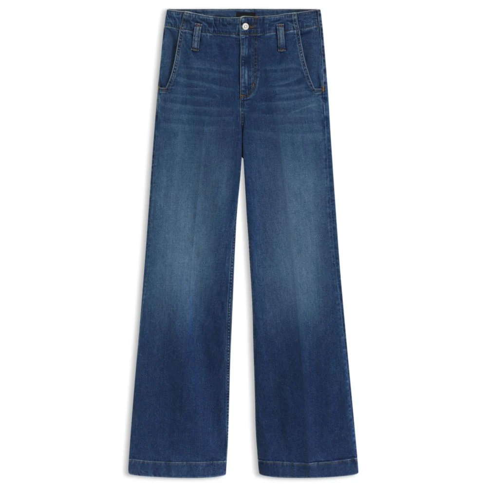Regular-fit jeans in mid-blue Italian stretch denim