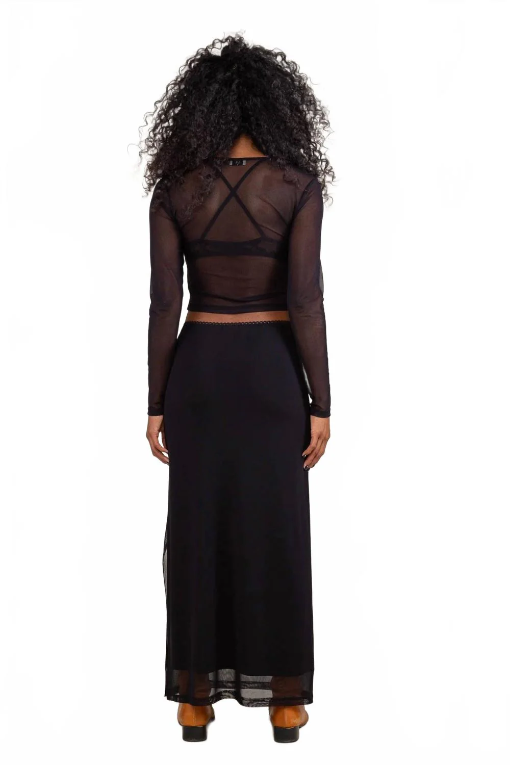 Mesh Midi Skirt - Plus In Black