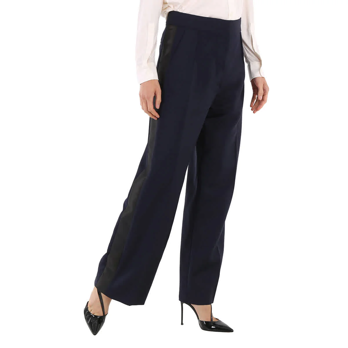 Burberry Ladies Dark Navy Wide Leg Jane Trousers