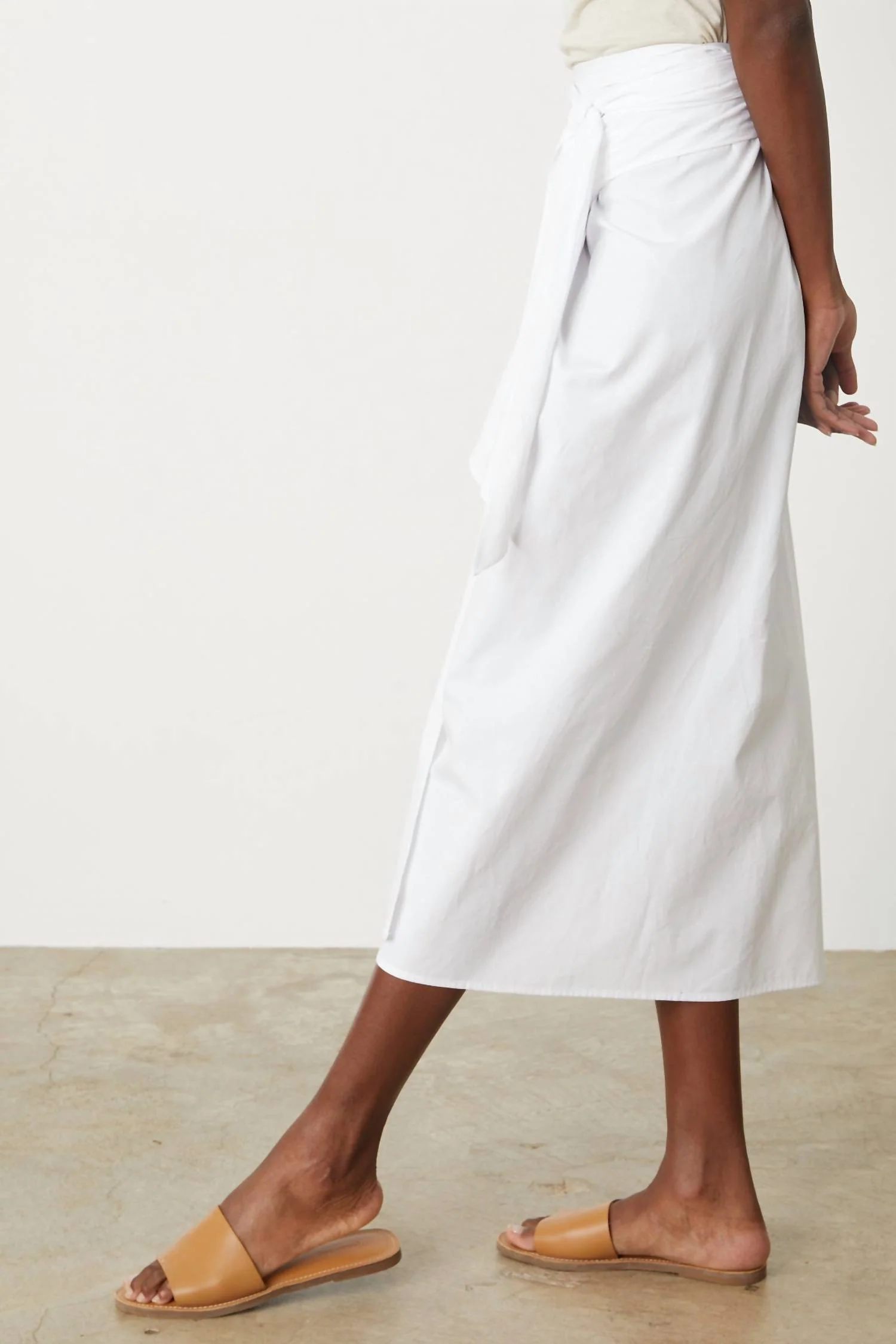 Leena Cotton Tie Front Skirt In White