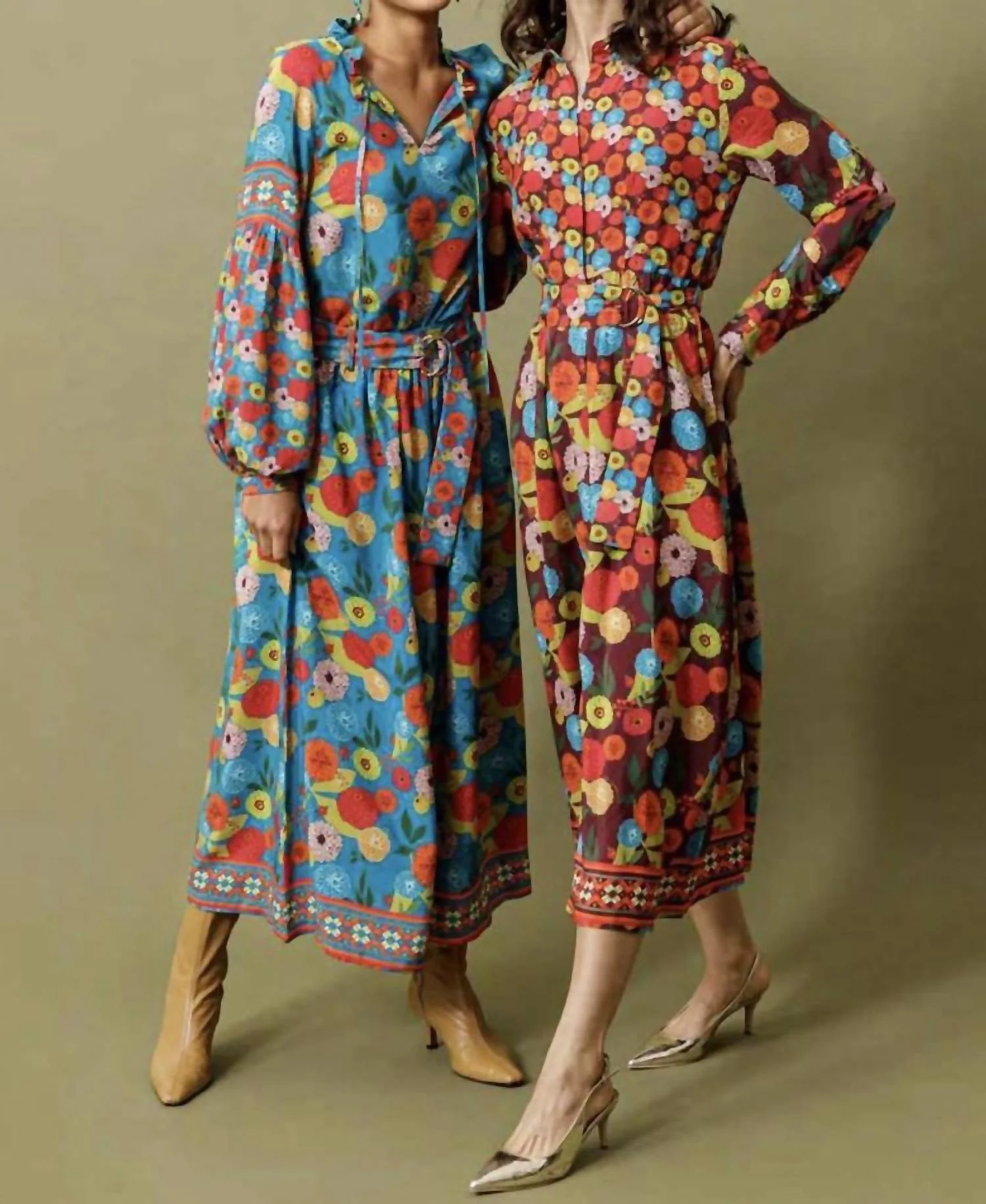 Bella Bouquet Print Skirt In Burgundy Multi