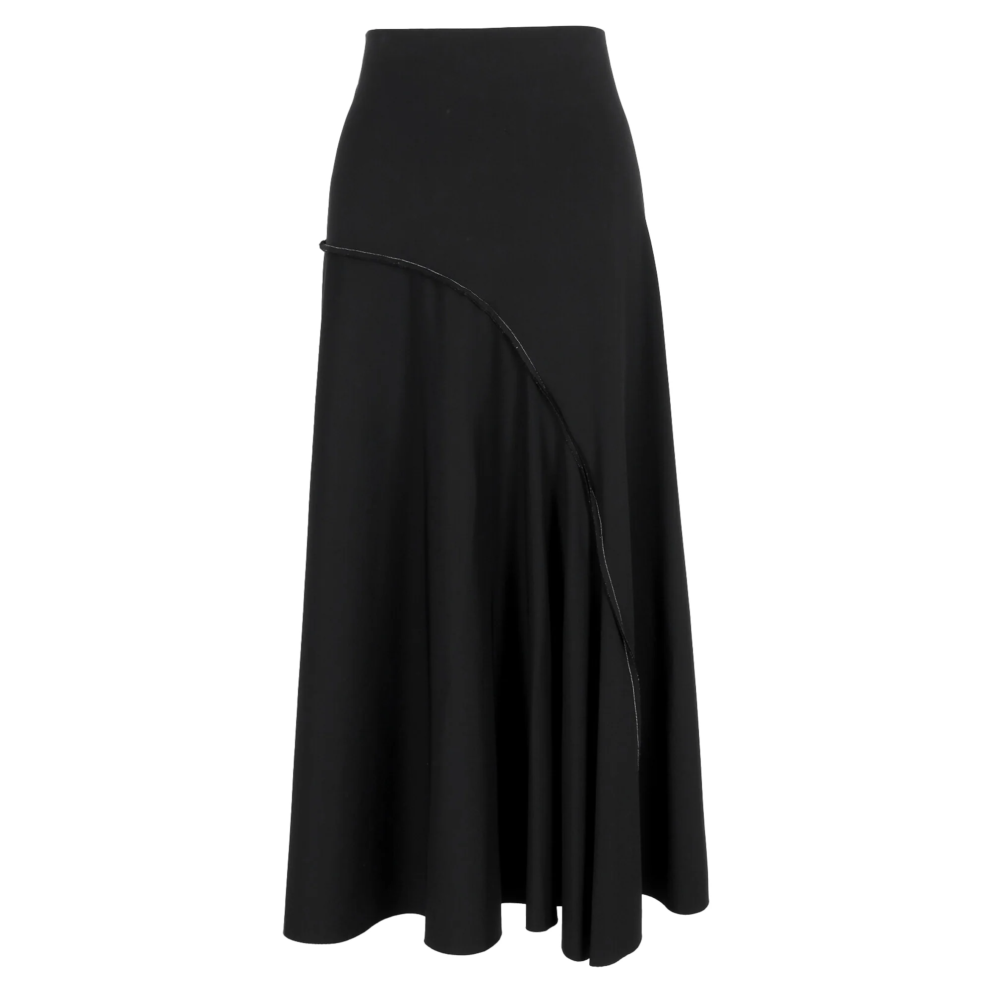 The Row Chouli Paneled Stretch-Crepe Midi Skirt in Black Viscose