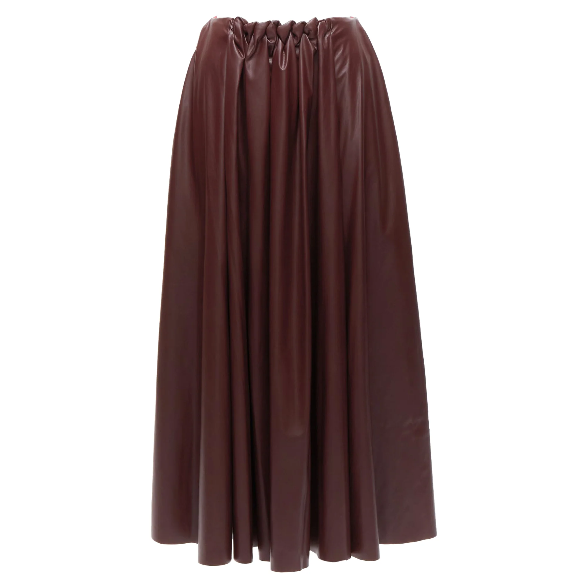 Roksanda faux leather wool lined ruched waist A-line midi skirt