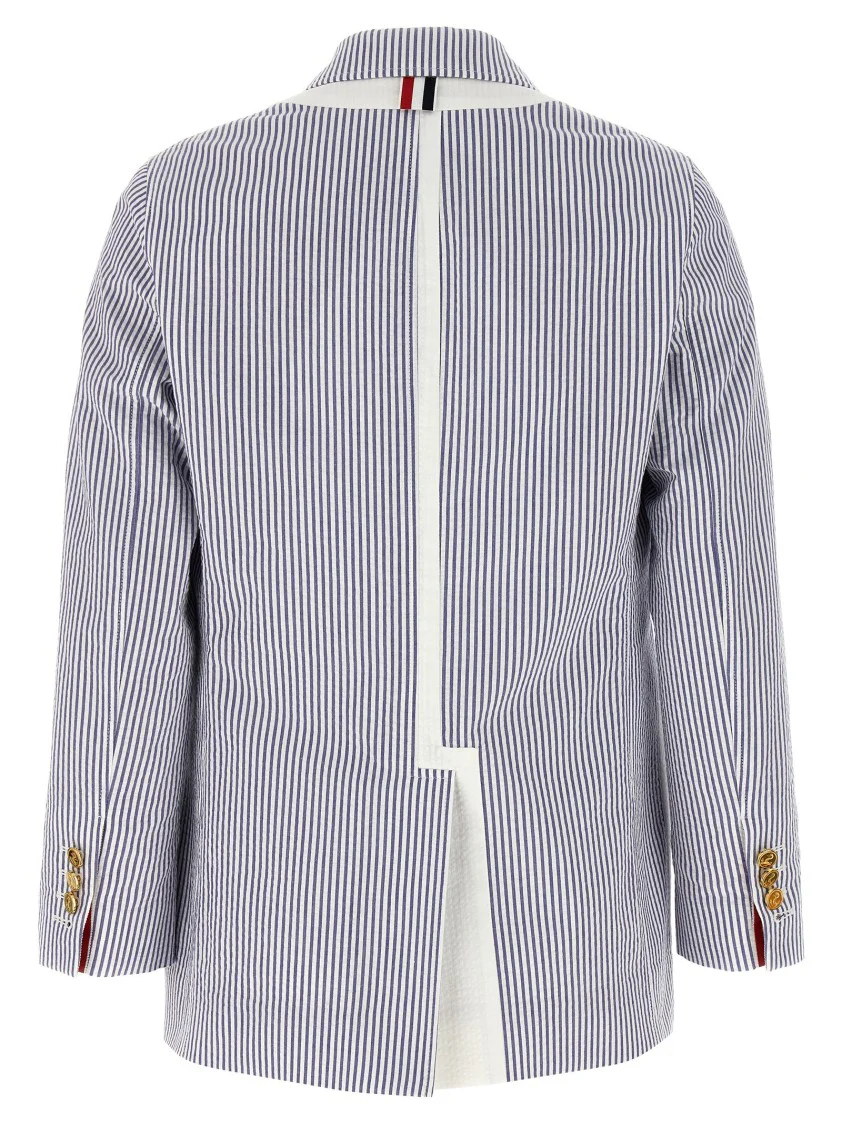 Single-Breasted Striped Cotton Seersucker Blazer