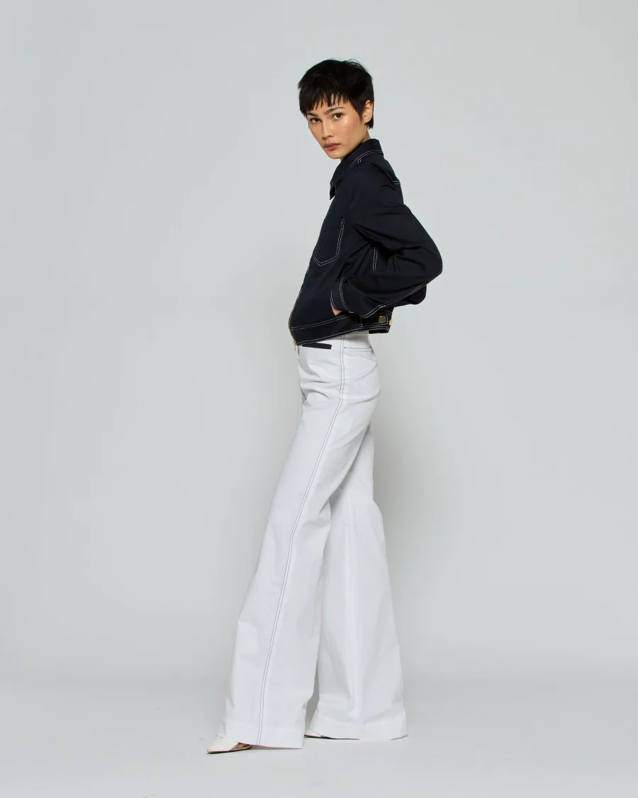Flare Trouser With Contrast Pockets - White
