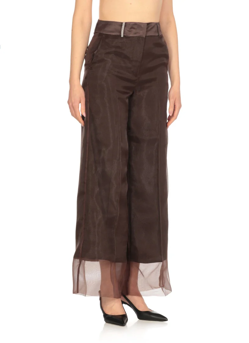 Brown Linen And Viscose Pants