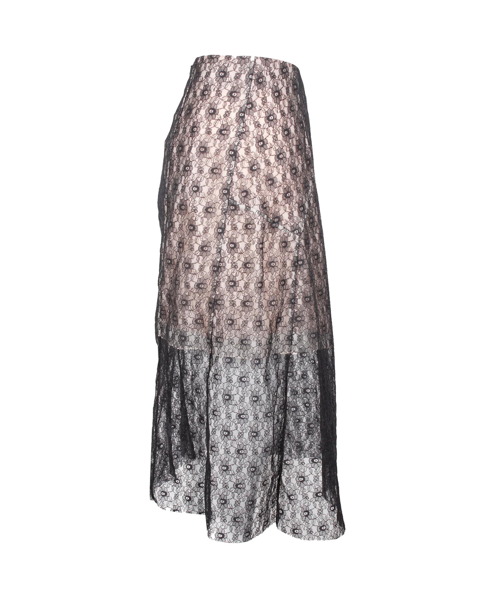 Stella McCartney Knee Length Lace Skirt in Black Silk