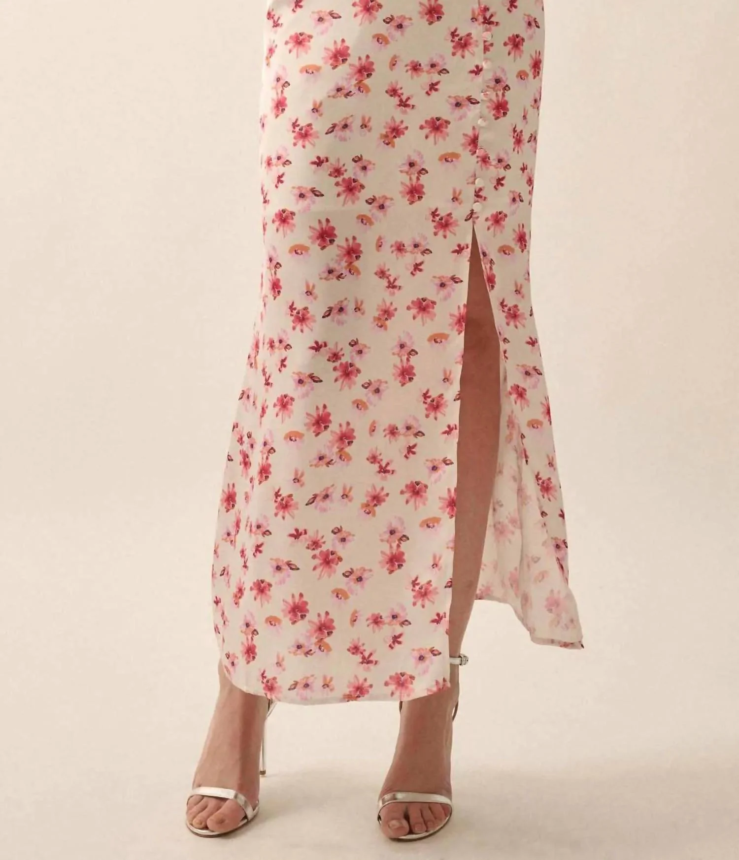 Floral Maxi Skirt In Cream
