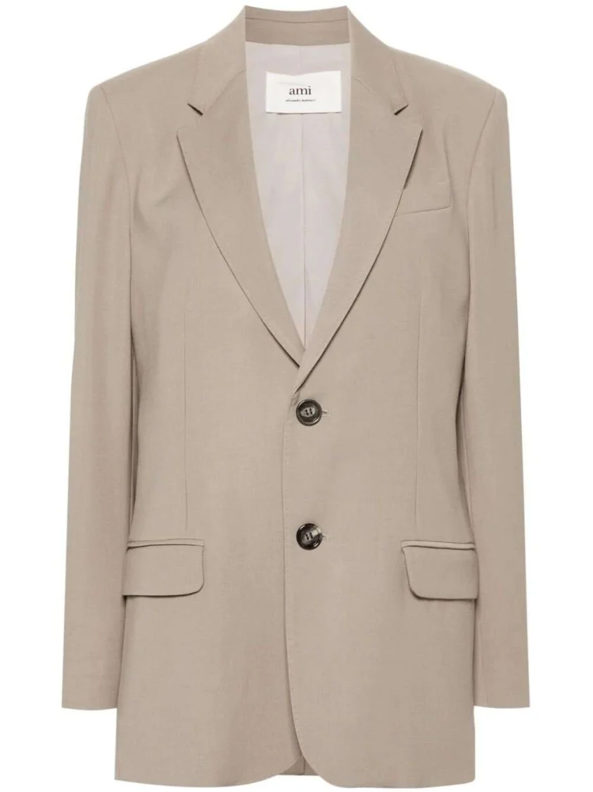 Taupe Brown Single-Breasted Blazer