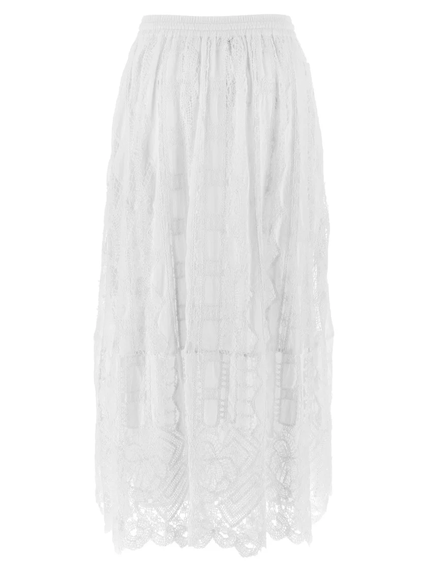 Long Sangallo Skirt With Macramé Pattern