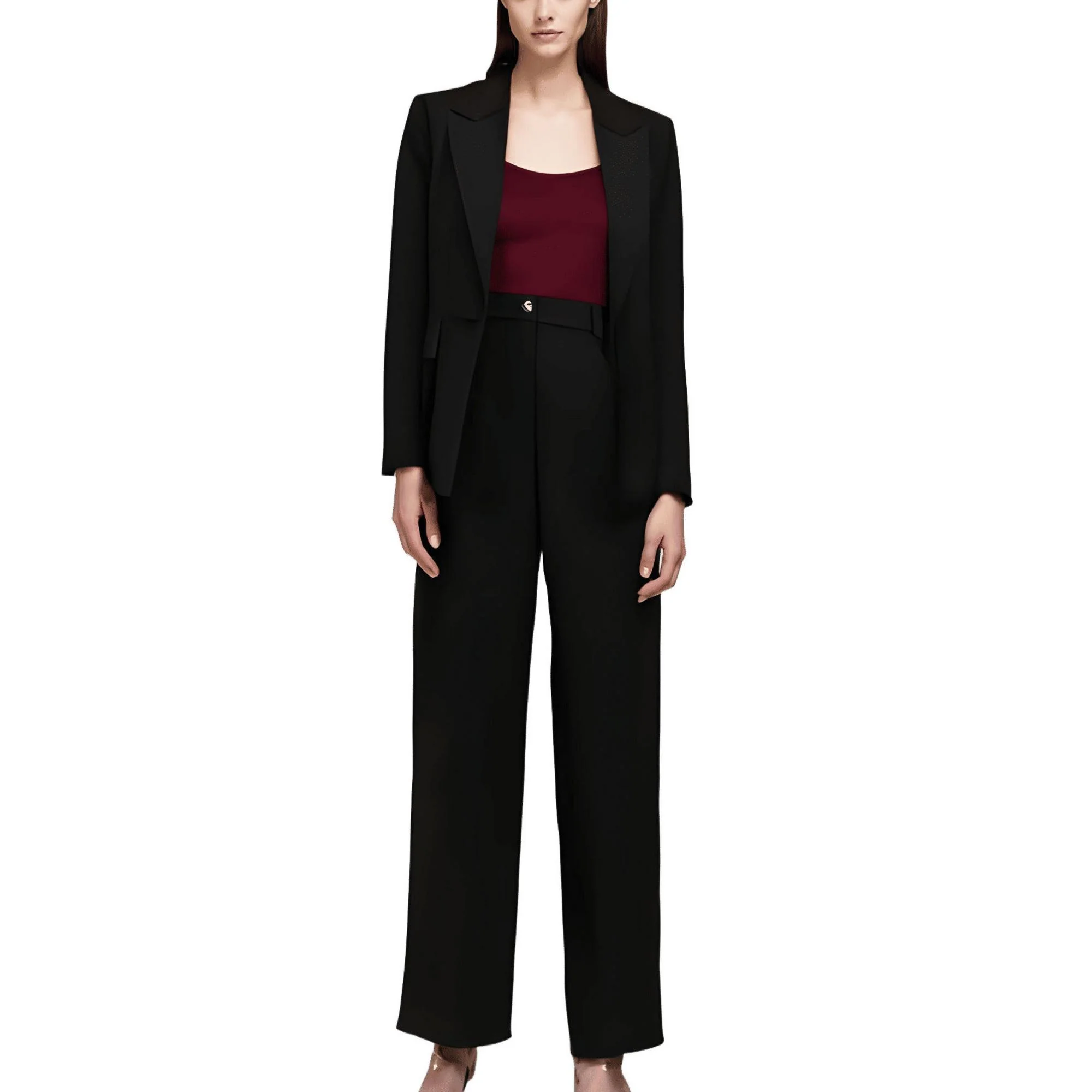Womens Crepe One-Button Blazer
