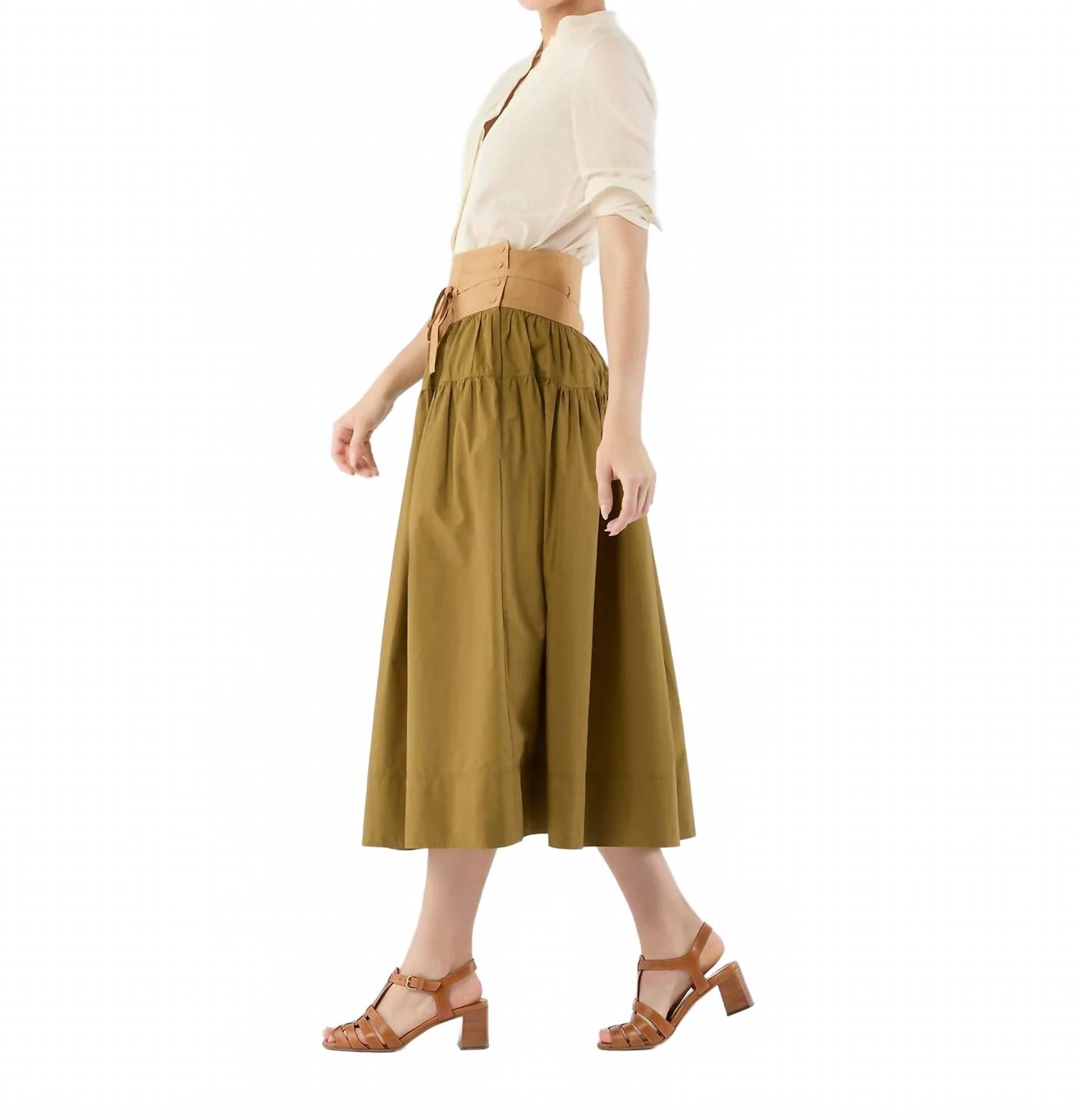 Angeline Skirt In Sahara Colorblock