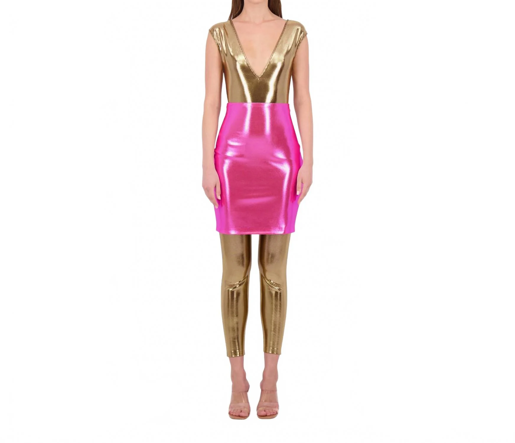 Bare Skirt In Holographic Fuchsia