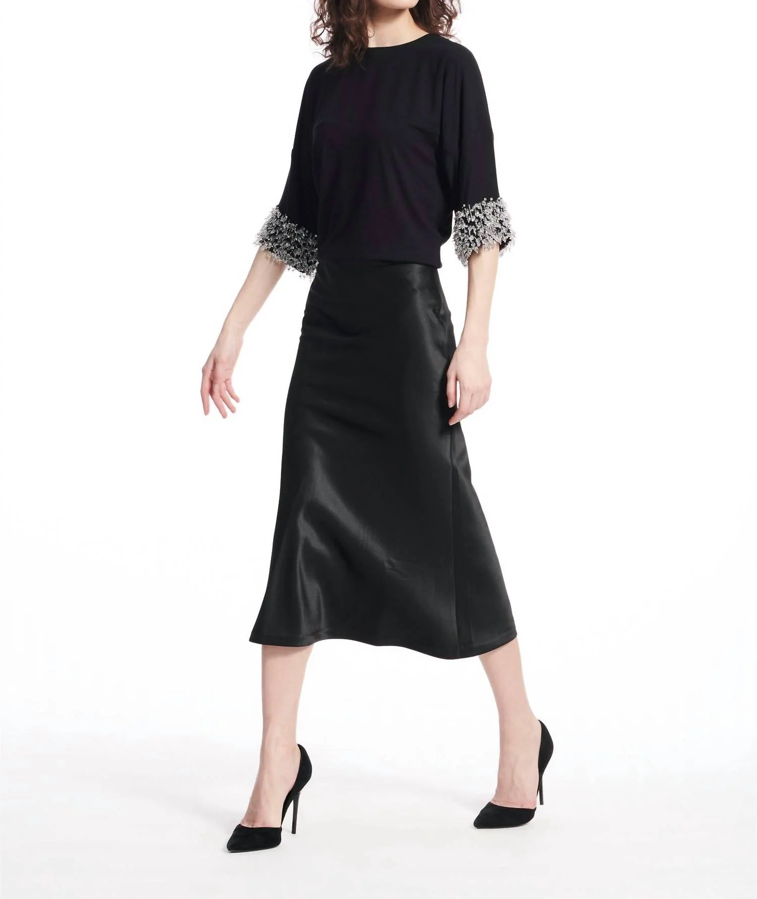 Bias Midi Skirt In Black