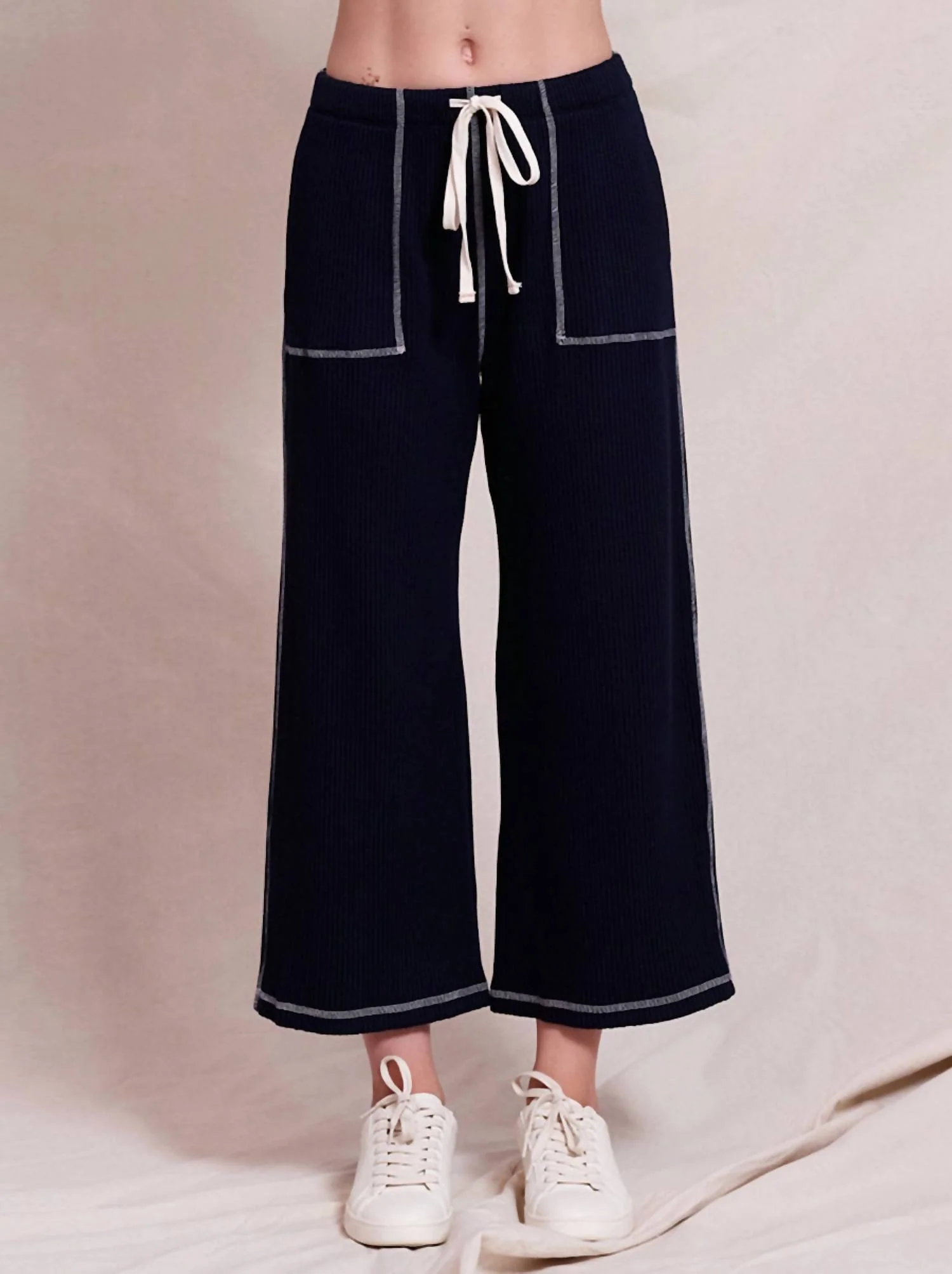 Contrast Stitch Pant In Deep Navy