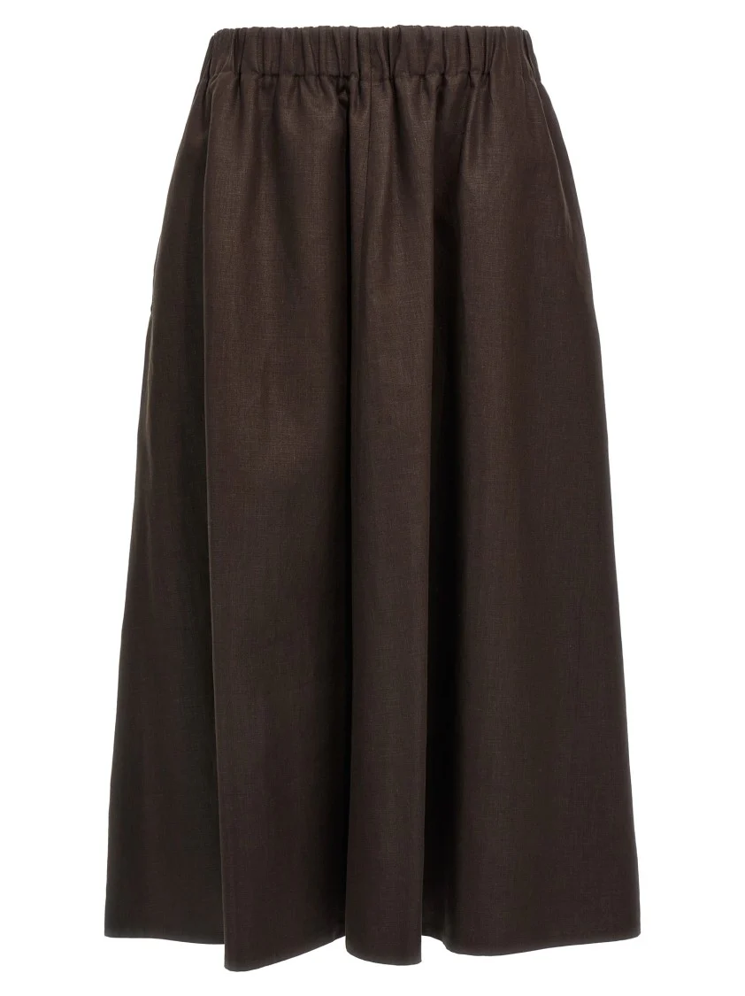 Flowing Linen Full Skirt With Elastic Waistband