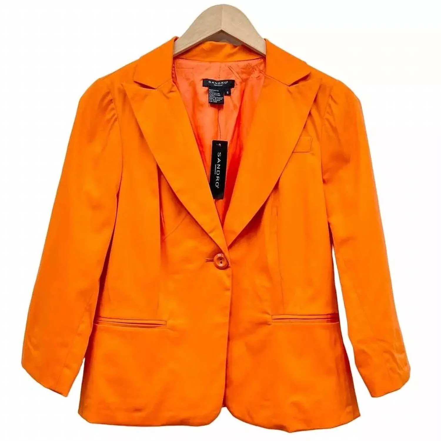 Cotton Blend Blazer In Orange