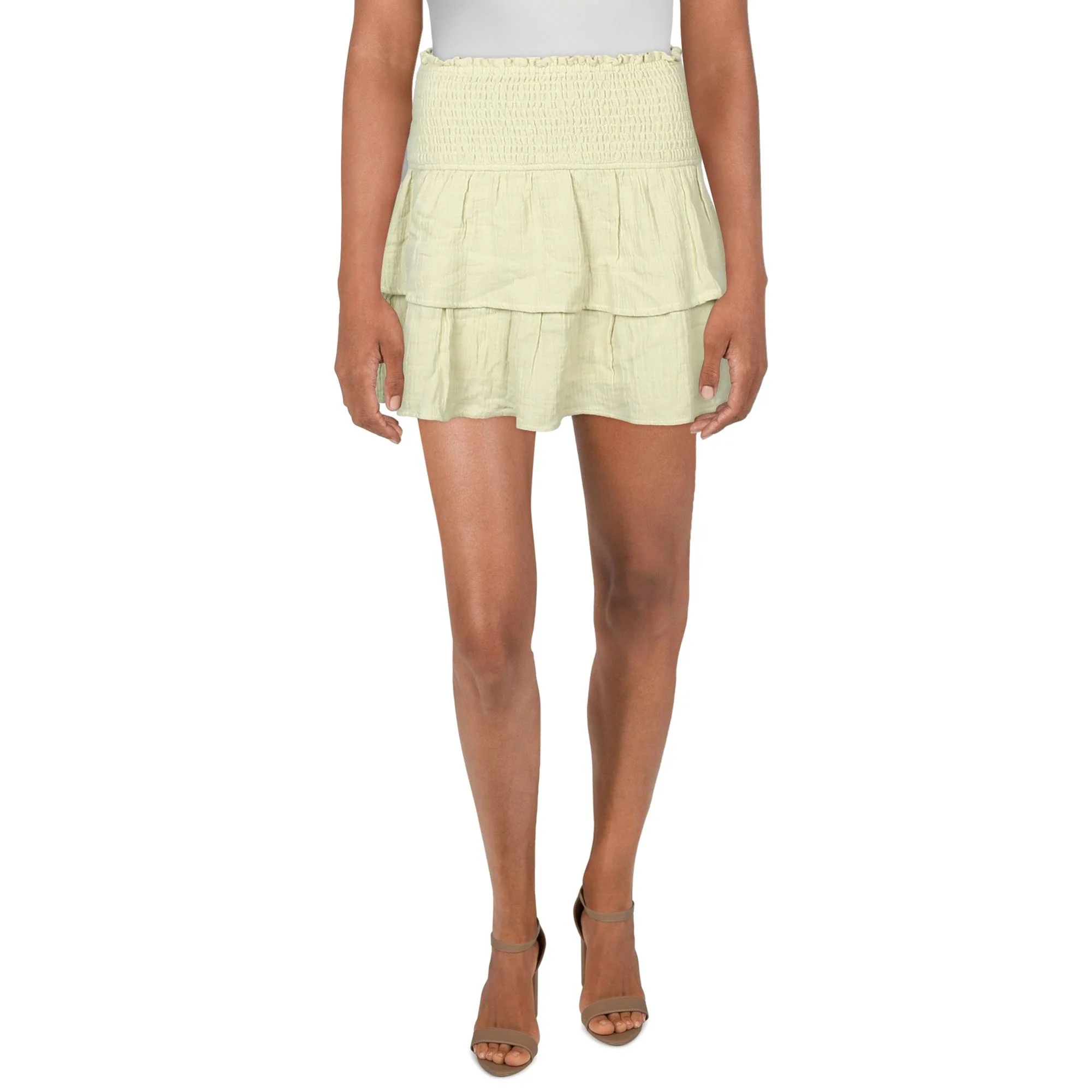 Womens Cotton Tiered Mini Skirt