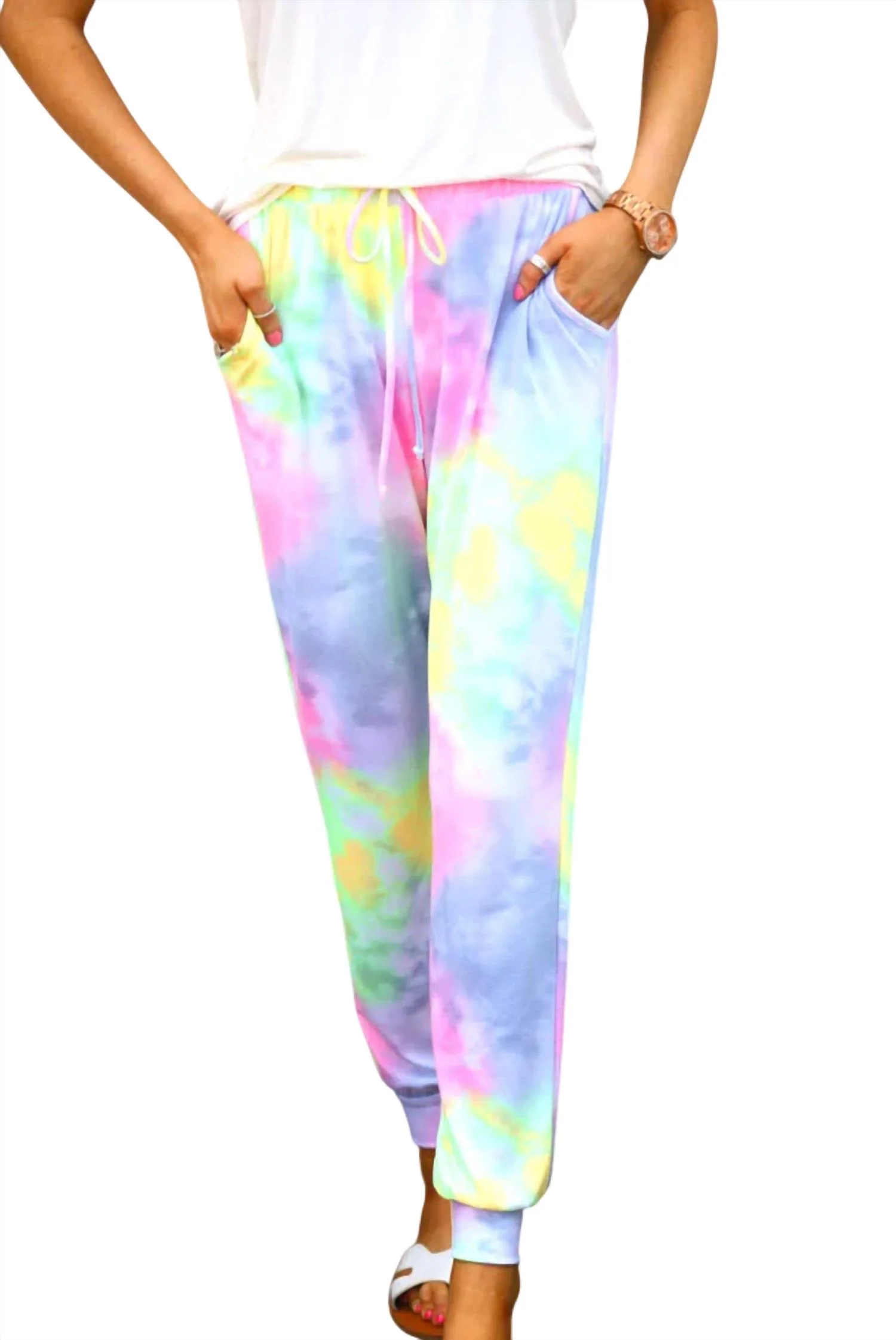 Pastel Tie Dye Jogger In Multi